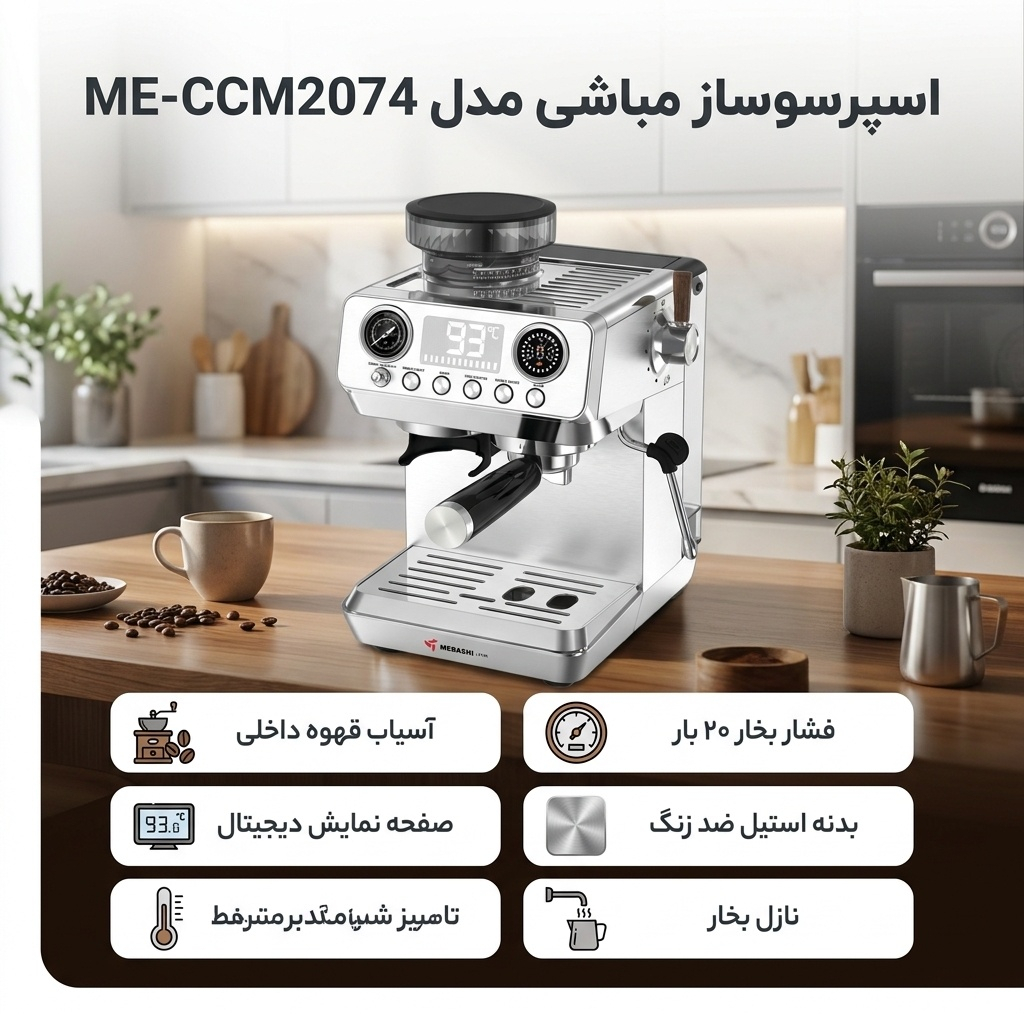 اسپرسو ساز 1800 میلیلیتر مباشی مدل ME-CCM2074