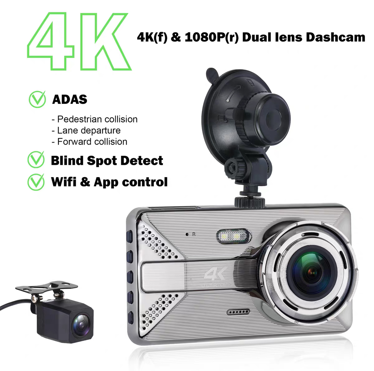 دوربین ثبت وقایع مدل X20 MAX 4K + WiFi به همراه دوربین عقب