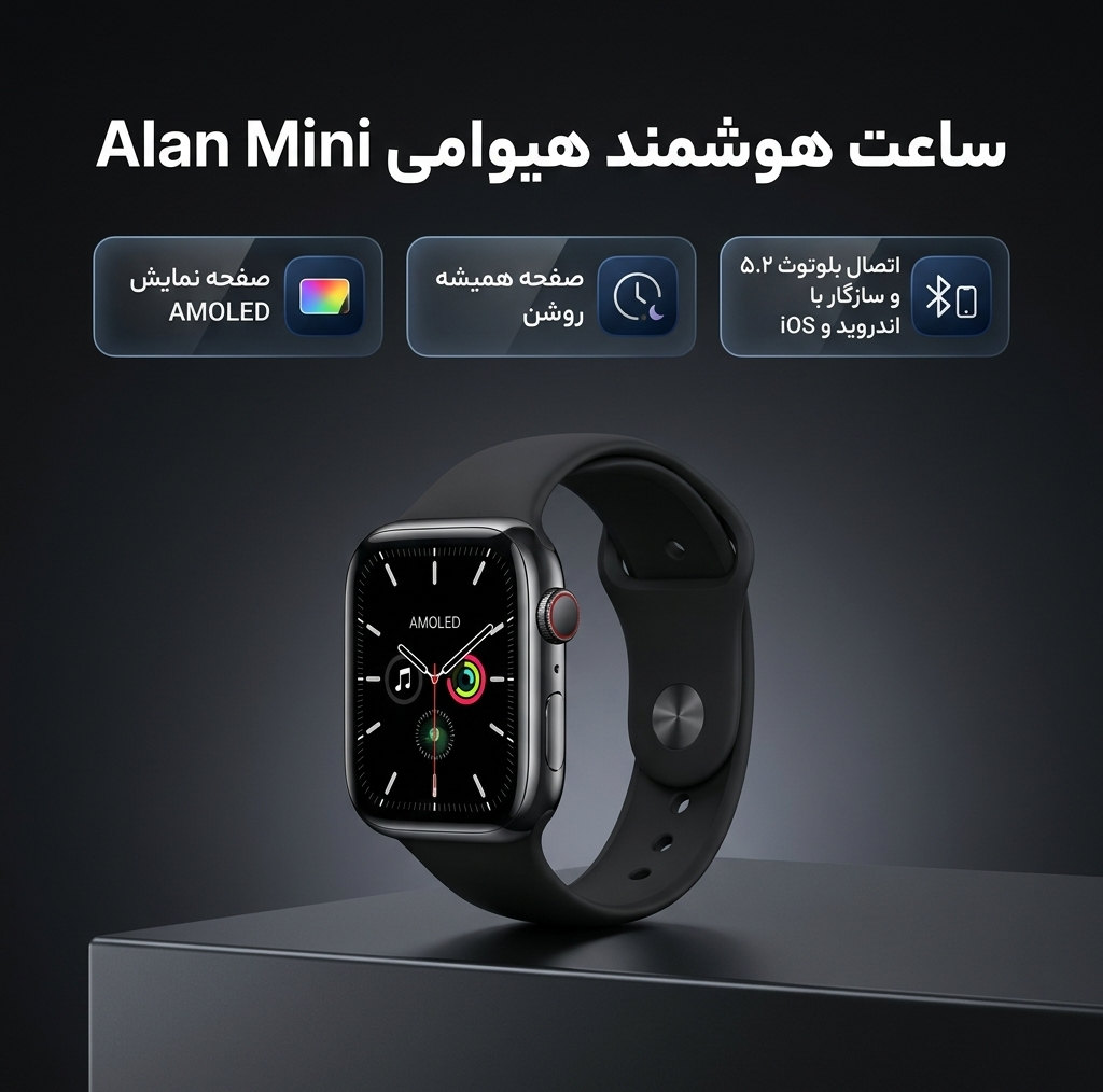 ساعت هوشمند 41 میلی متری هیوامی مدل Alan Mini با بند سیلیکونی