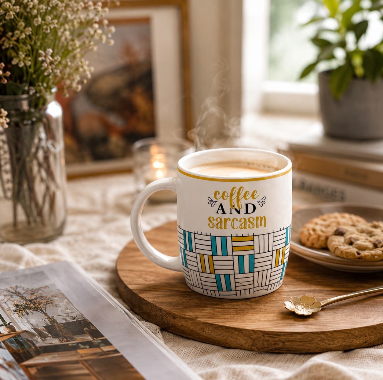 ماگ طرح هندسی مدرن مدل سرامیکی Coffee and Sarcasm