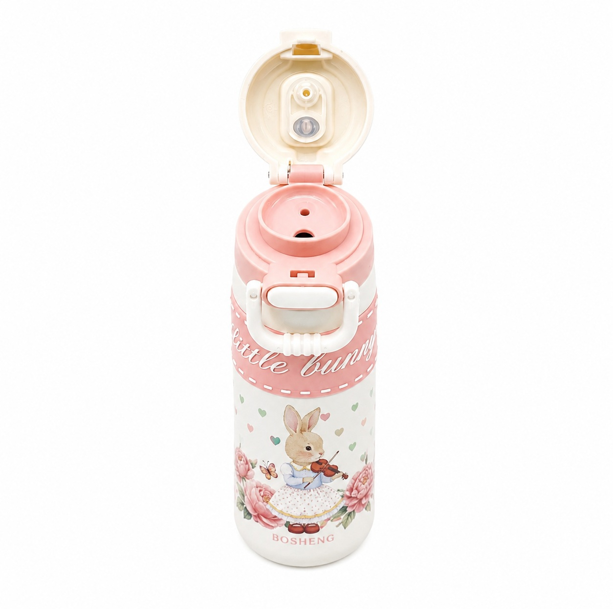 قمقمه کودک مدل بوشنگ نی دار دوحالته طرح خرگوش Little Bunny کارتونی گنجایش 0.49 لیتر