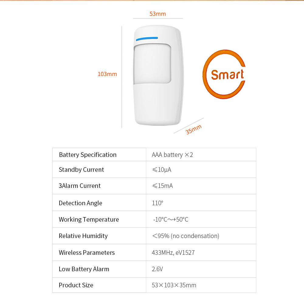 سنسور حرکتی دزدگیر اسمارت مدل Blue 433MHz