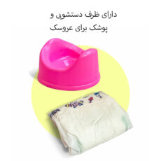 ست هدیه عروسک ارکا مدل بیبی بورن نوزاد طرح دامن گیپور کد 16333 ارتفاع 34 سانتی متر