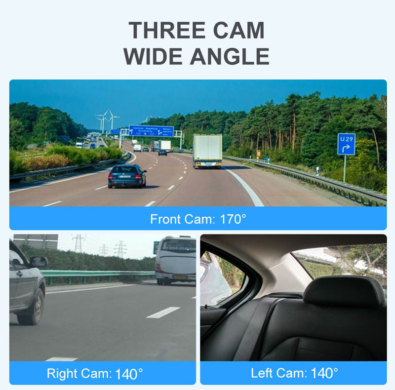 دوربین ثبت وقایع خودرو مدل 4 لنز A306-GPS-WiFi به همراه دوربین دنده عقب