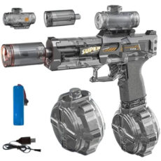 تفنگ آب پاش ناب سل مدل شارژی چراغدار مخزن دار کد ELECTRIC WATER GUN NAAB003 برای رده سنی نوجوان