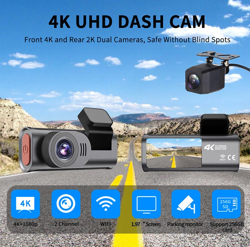 دوربین ثبت وقایع خودرو مدل DUAL D28 4K