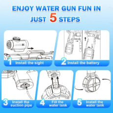 تفنگ آب پاش ناب سل مدل شارژی چراغدار مخزن دار کد ELECTRIC WATER GUN NAAB003 برای رده سنی نوجوان