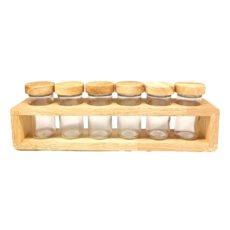 ست جا ادویه 6 پارچه لیمون مدل چوبی کد TP2306 به همراه استند