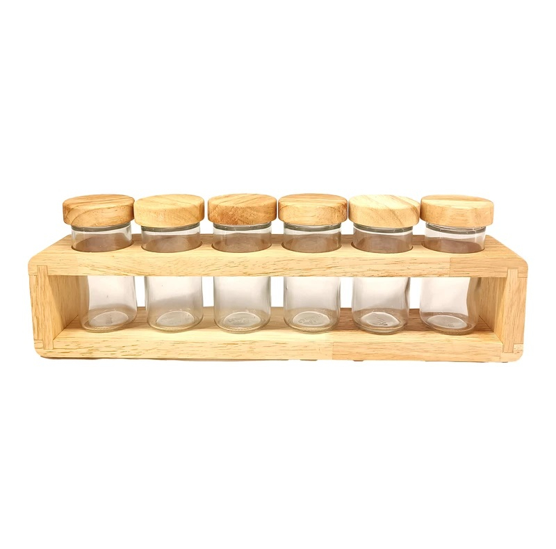 ست جا ادویه 6 پارچه لیمون مدل چوبی کد TP2306 به همراه استند