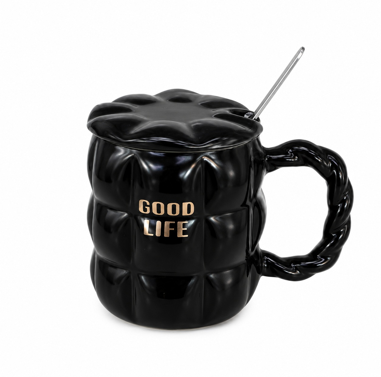 ماگ طرح پفکی مدل سرامیکی درب دار Good Life