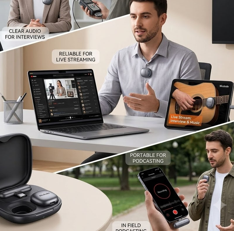 میکروفن یقه ای مک دودو مدل 545-Studio Grade با درگاه اتصال USB-C/لایتنینگ