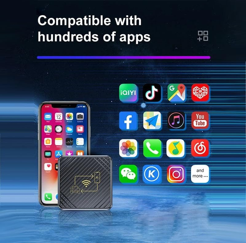 کارپلی و اندروید اتو مدل Wireless CarPlay/Android Auto Q1 به همراه کابل Type-C به USB و کابل Type-C به Type-C