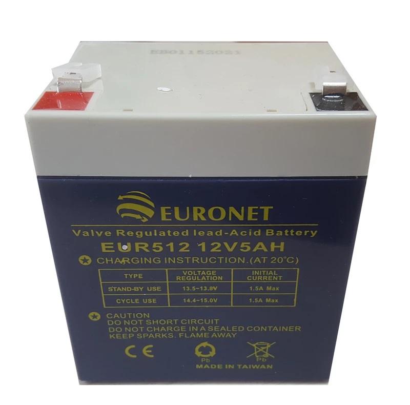 باتری UPS با ولتاژ 12 ولت و شدت جریان 5 آمپرساعت یورونت مدل EUR۵۱۲ بسته 10 عددی
