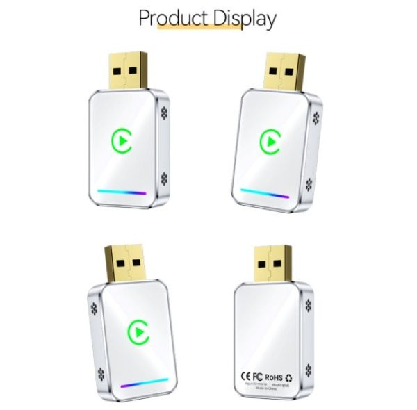 کارپلی و اندروید اتو مدل Wireless CarPlay/Android Auto Q1JS به همراه مبدل USB به USB-C