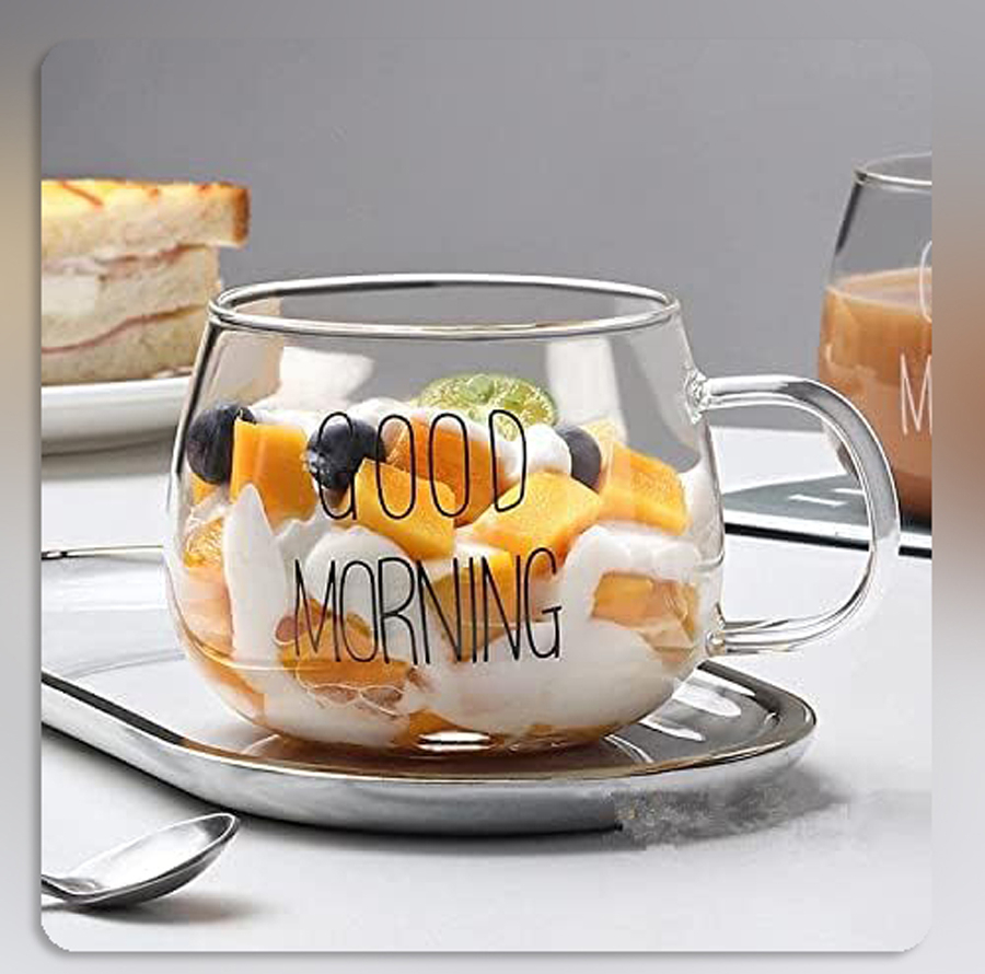 لیوان مدل GOOD MORNING  به همراه زیر لیوانی