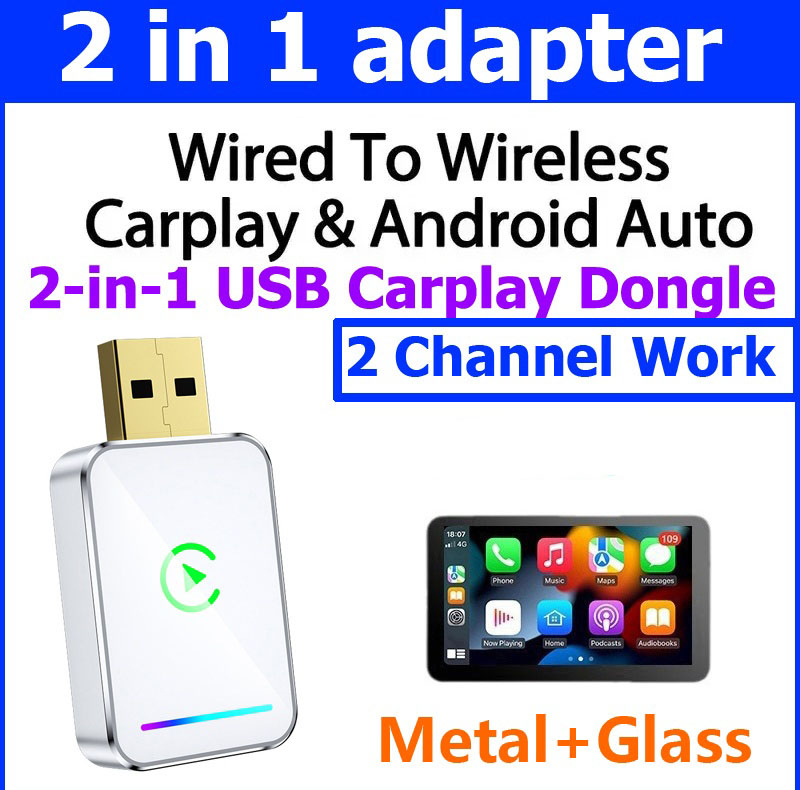 کارپلی و اندروید اتو مدل Wireless CarPlay/Android Auto Q1JS به همراه مبدل USB به USB-C