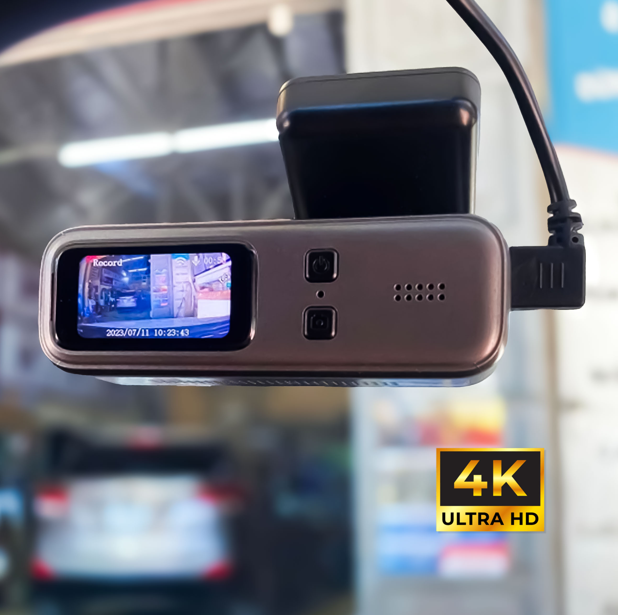 دوربین ثبت وقایع خودرو رودگارد مدل RG CAM7 4k به همراه دوربین عقب و کیت برق مستقیم