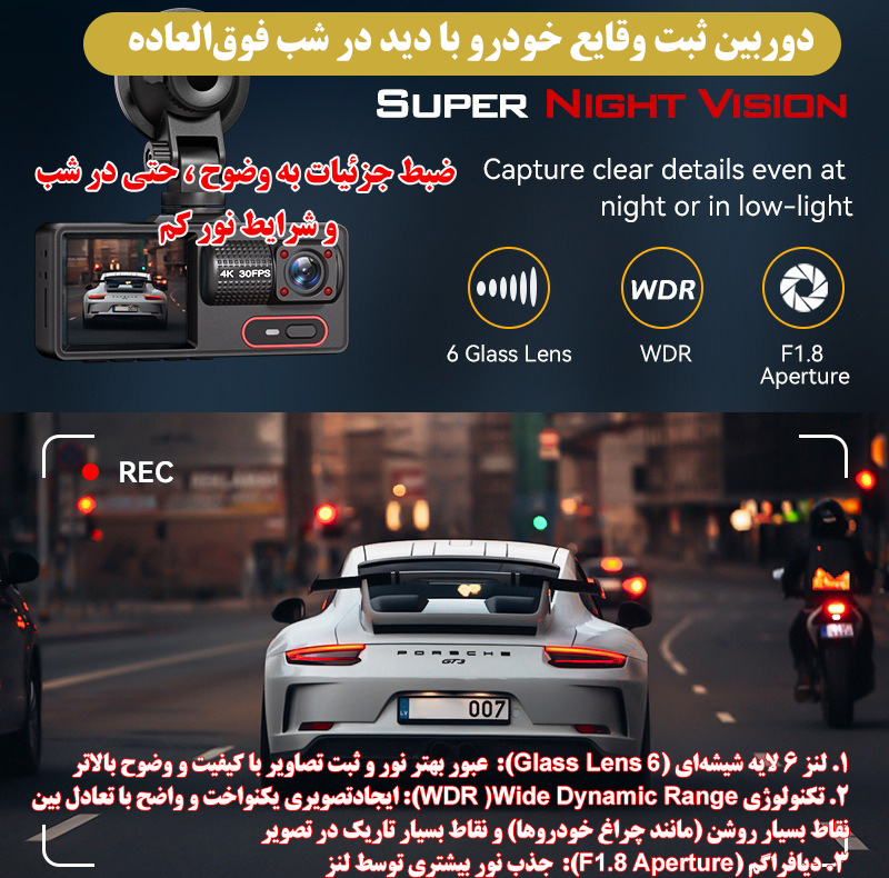 دوربین ثبت وقایع خودرو بلک باکس مدل A16WIFI-4K