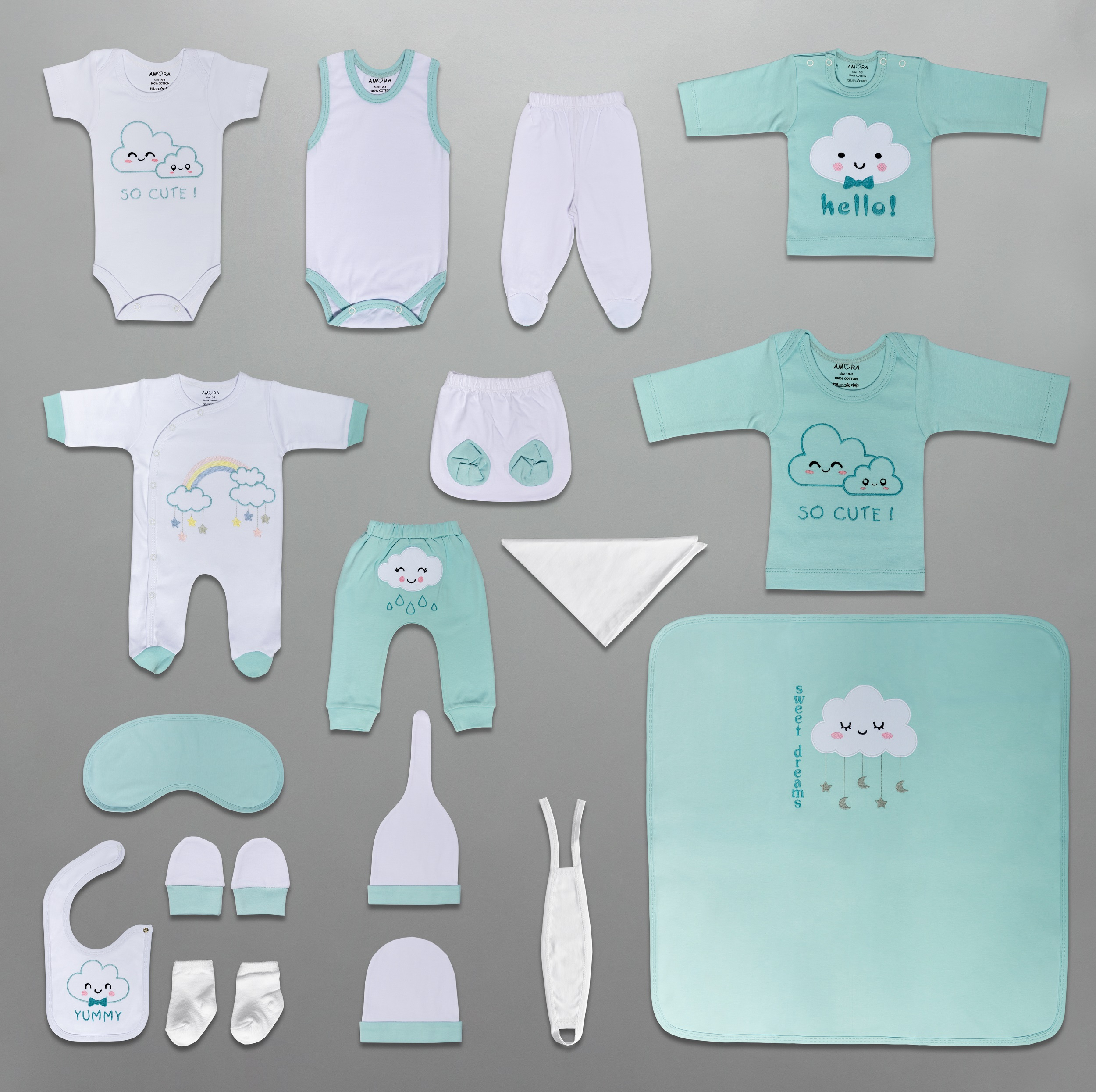 ست 19 تکه لباس نوزادی آمورا مدل baby Cloud