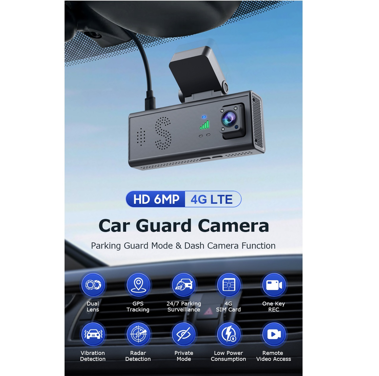دوربین ثبت وقایع خودرو هونک مدل HK-C9-GPS-4G