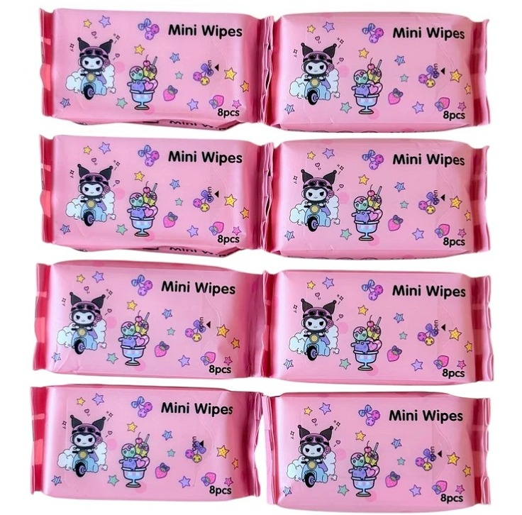 دستمال مرطوب کودک طرح کرومی مدل Mini Wipes مجموعه 8 عددی