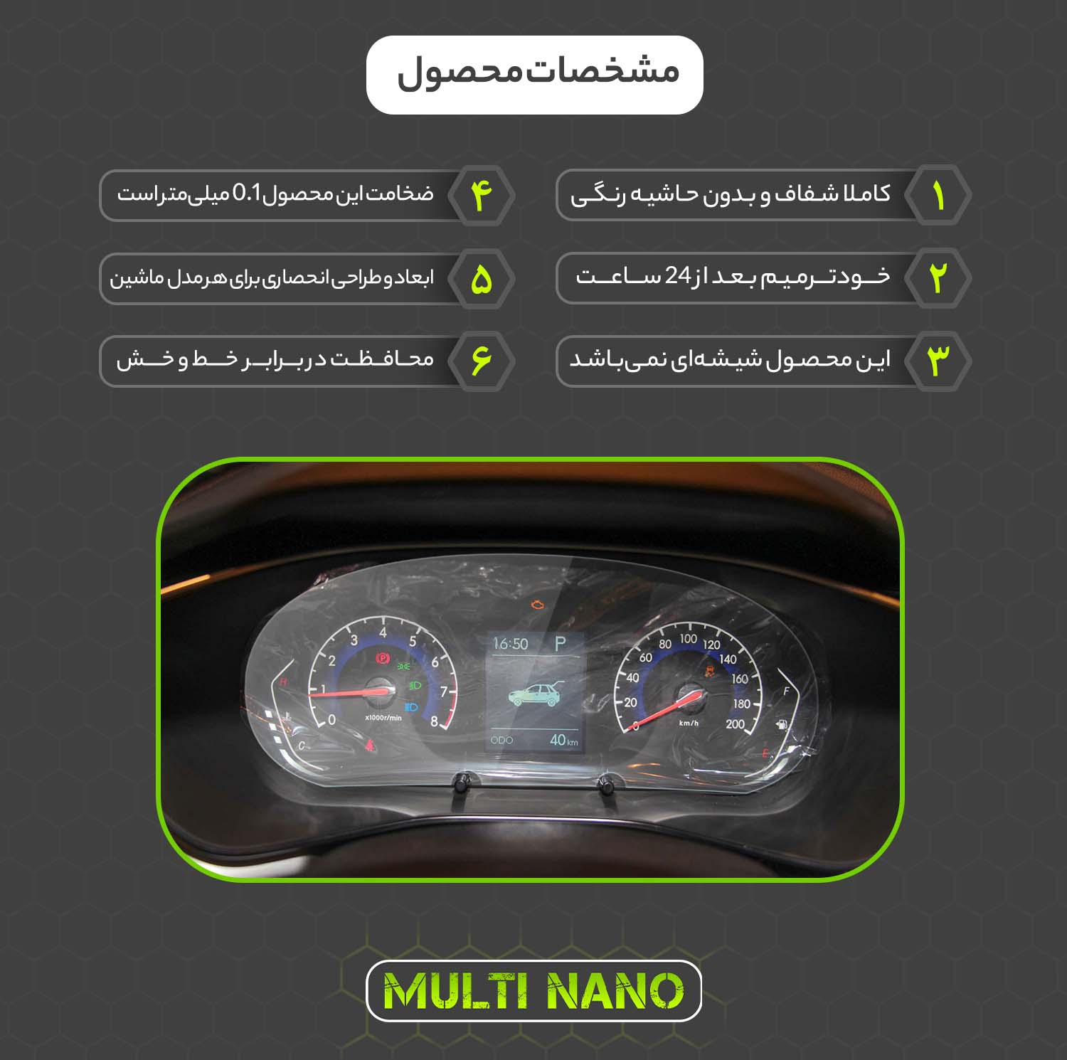 برچسب محافظ صفحه کیلومتر خودرو مولتی نانو مدل X-S1T مناسب برای تیگارد X35