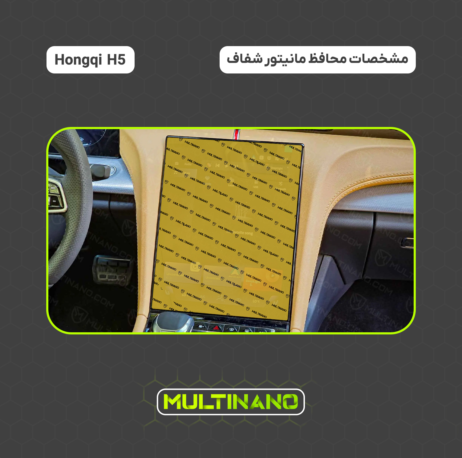 محافظ صفحه نمایش مانیتور خودرو مولتی نانو مدل X-S2N مناسب برای هونگچی H5 بسته دو عددی