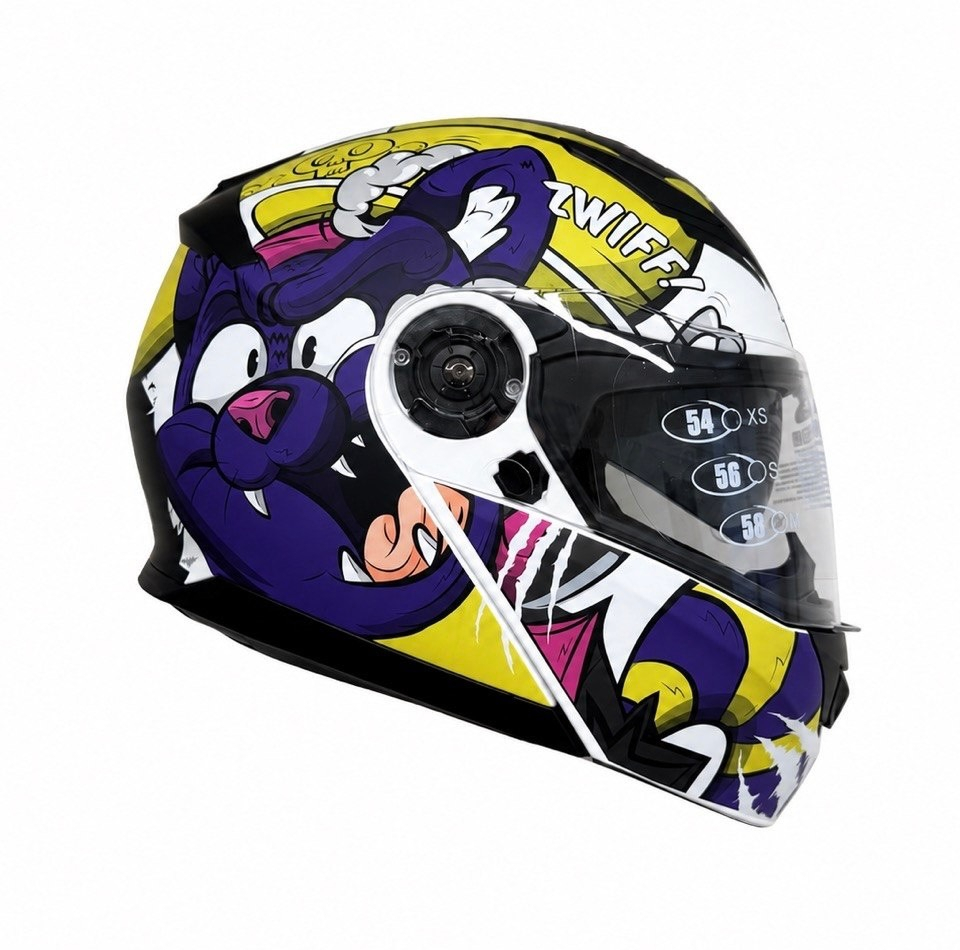 کلاه کاسکت فک متحرک راپیدو مدل MATT WHITE PURPLE