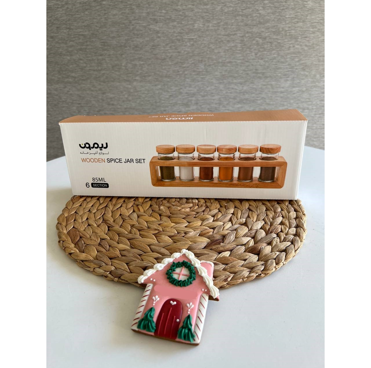 ست جا ادویه 6 پارچه لیمون مدل چوبی کد TP2306 به همراه استند