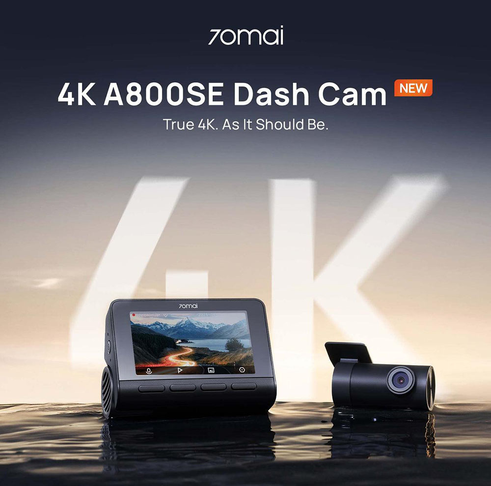 دوربین ثبت وقایع خودرو سونتی می مدل 70mai Dash Cam 4K A800SE Set کد A800SE به همراه دوربین عقب