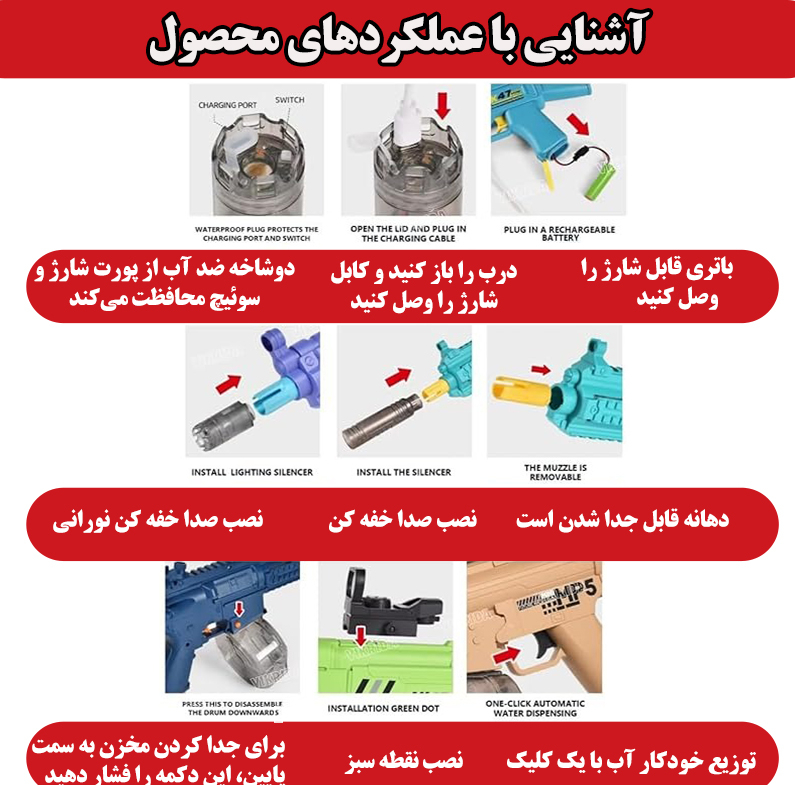 تفنگ آب پاش مدل M416
