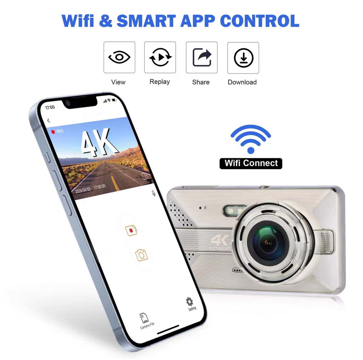 دوربین ثبت وقایع مدل X20 MAX 4K + WiFi به همراه دوربین عقب