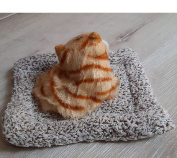 عروسک مدل گربه خوابیده روی تشک کد 02 طول 20 سانتی متر