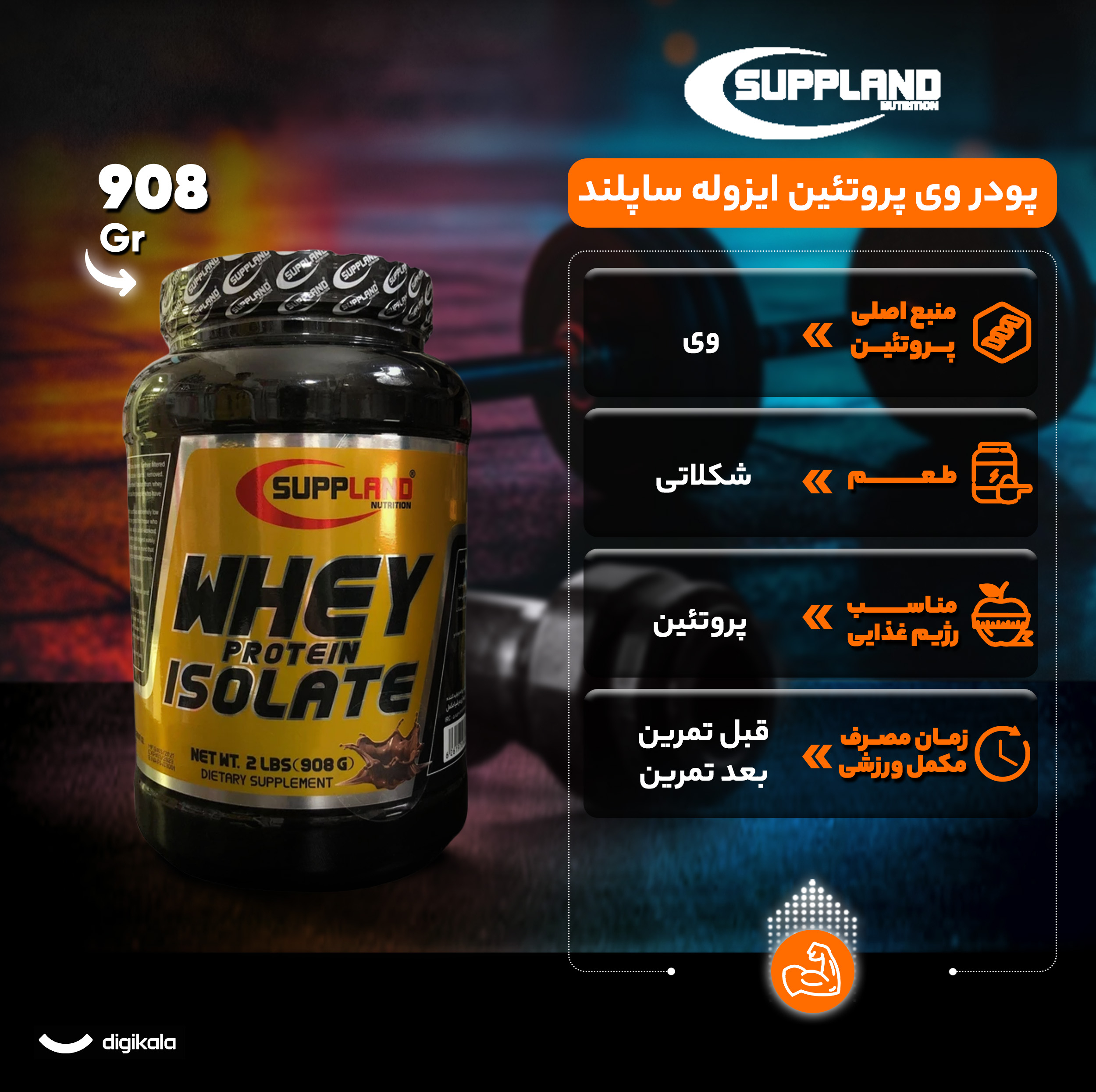 پودر وی پروتئین ایزوله ساپلند - 908 گرم