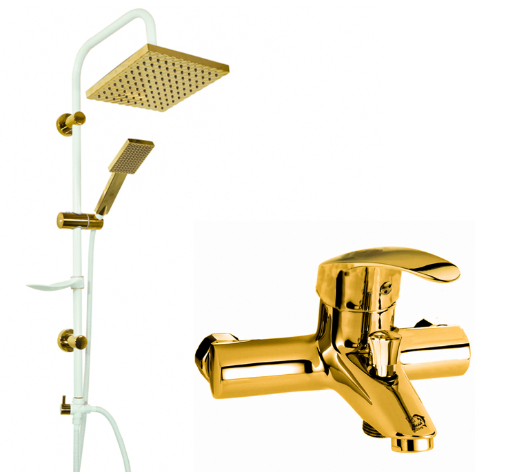 شیر حمام اندیکا مدل گلد کد M18 به همراه علم دوش