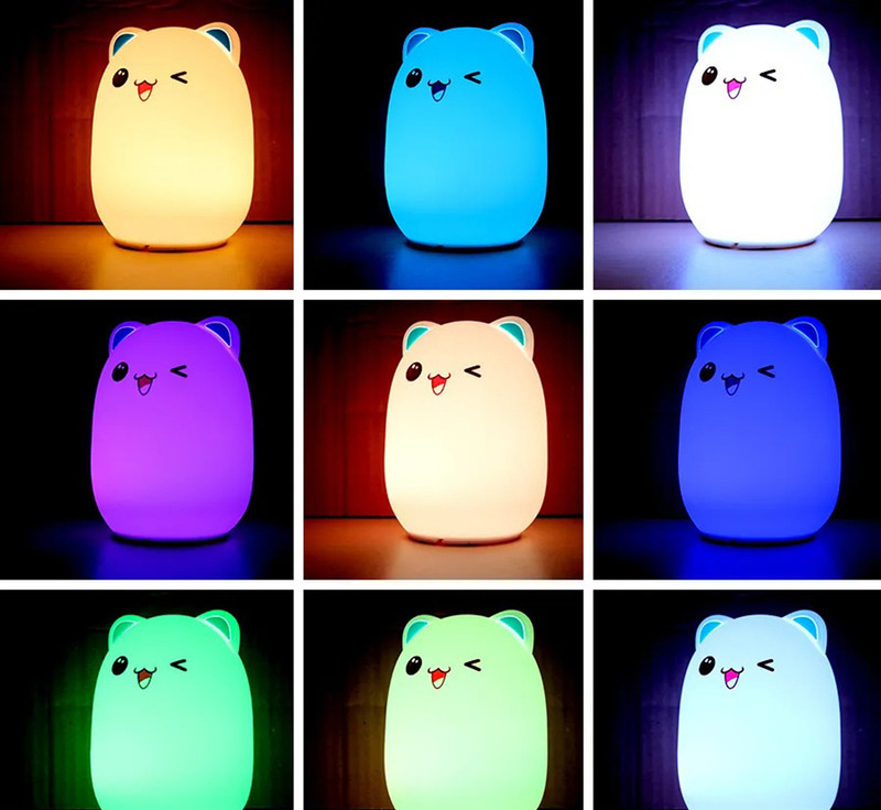 چراغ خواب کودک ناب سل مدل خرس کوچولو شارژی سیلیکونی BUD BEAR SILICONE LAMP