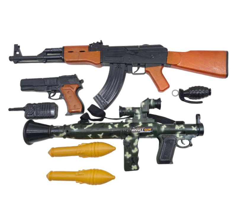 ست تفنگ بازی ناب سل مدل کماندو آر پی جی کلاشینکف کلت RPG AK-47 COLT