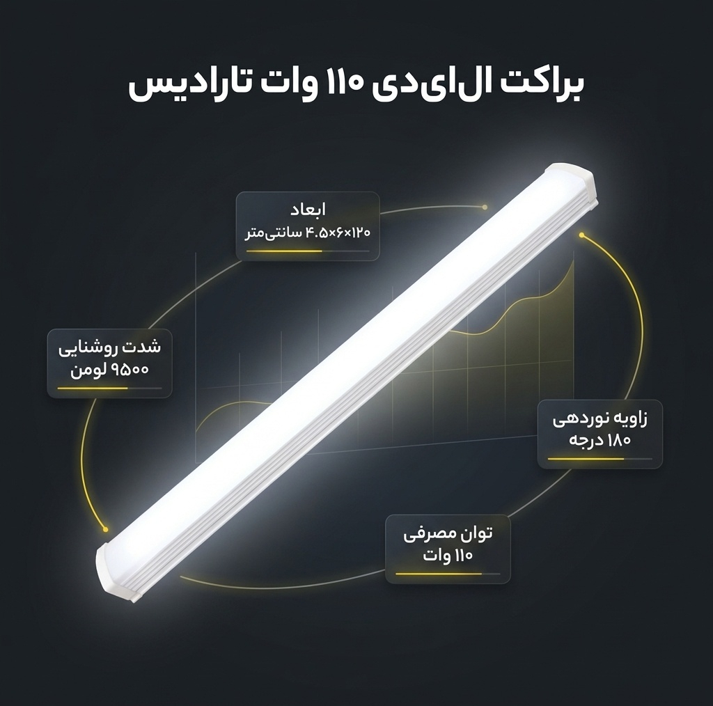 براکت مهتابی ال ای دی 110 وات تارادیس کد PTN-L120