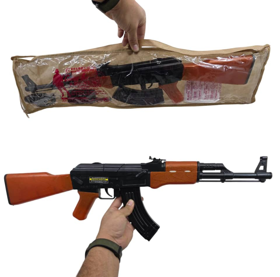تفنگ بازی ناب سل مدل کلاشینکف AK-47 به همراه بیسیم و نارنجک