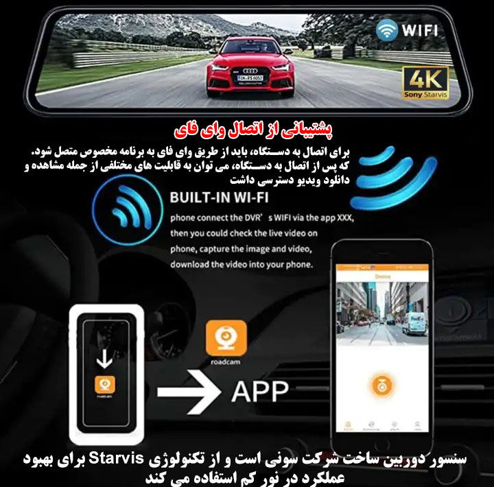 دوربین ثبت وقایع خودرو مدل آینه ای L1060