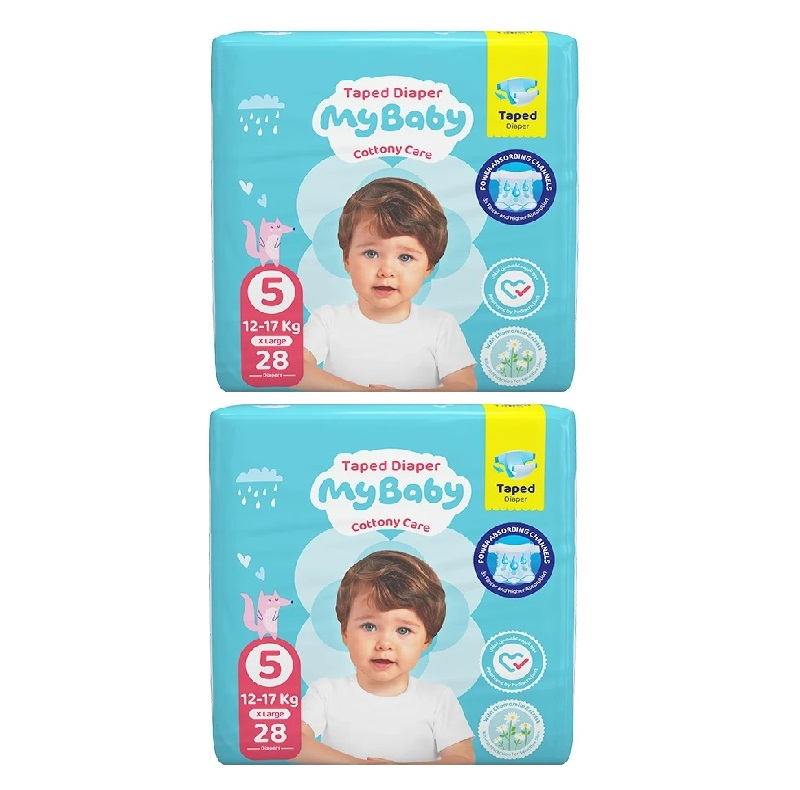 پوشک چسبی بچه مای بیبی مدل کانال دار شماره 5 سایز XL دو بسته 22 عددی