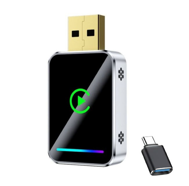 کارپلی و اندروید اتو مدل Wireless CarPlay/Android Auto Q1JS به همراه مبدل USB به USB-C