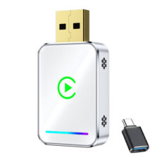 کارپلی و اندروید اتو مدل Wireless CarPlay/Android Auto Q1JS به همراه مبدل USB به USB-C