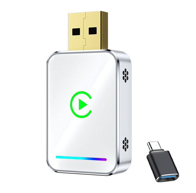 کارپلی و اندروید اتو مدل Wireless CarPlay/Android Auto Q1JS به همراه مبدل USB به USB-C