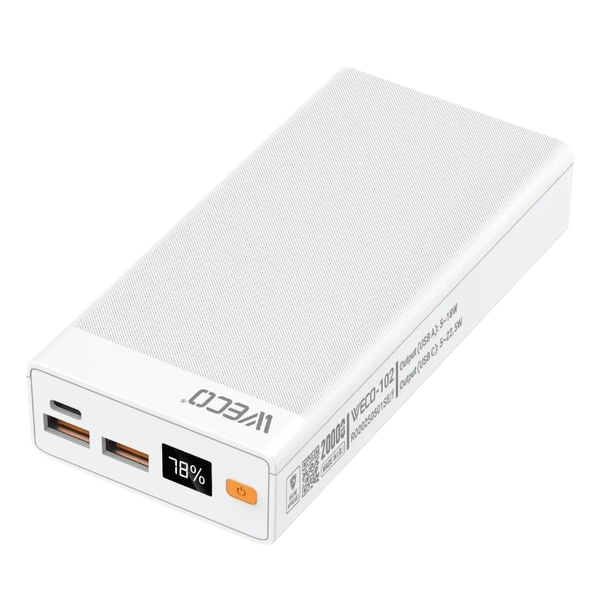 پاوربانک 22.5 وات اپی مکس مدل  Weco-102  ظرفیت 20000 میلی‌آمپرساعت
