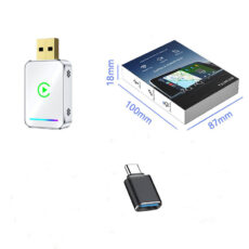 کارپلی و اندروید اتو مدل Wireless CarPlay/Android Auto Q1JS به همراه مبدل USB به USB-C