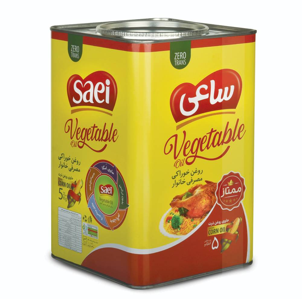 روغن نیمه جامد گیاهی زیروترانس حاوی روغن ذرت ساعی - 5 کیلوگرم