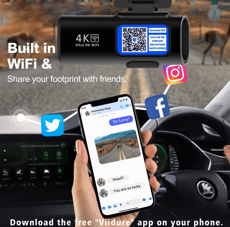 دوربین فیلمبرداری ثبت وقایع خودرو مدل OK309-4K-WiFi