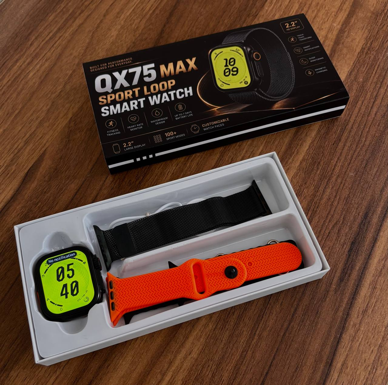ساعت هوشمند 49 میلی متری مدل QX75 MAX با بند فلزی