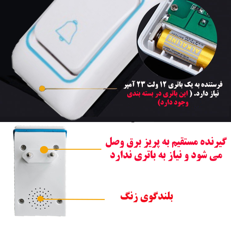 زنگ بی سیم ووبی مدل JK01 مجموعه دو عددی